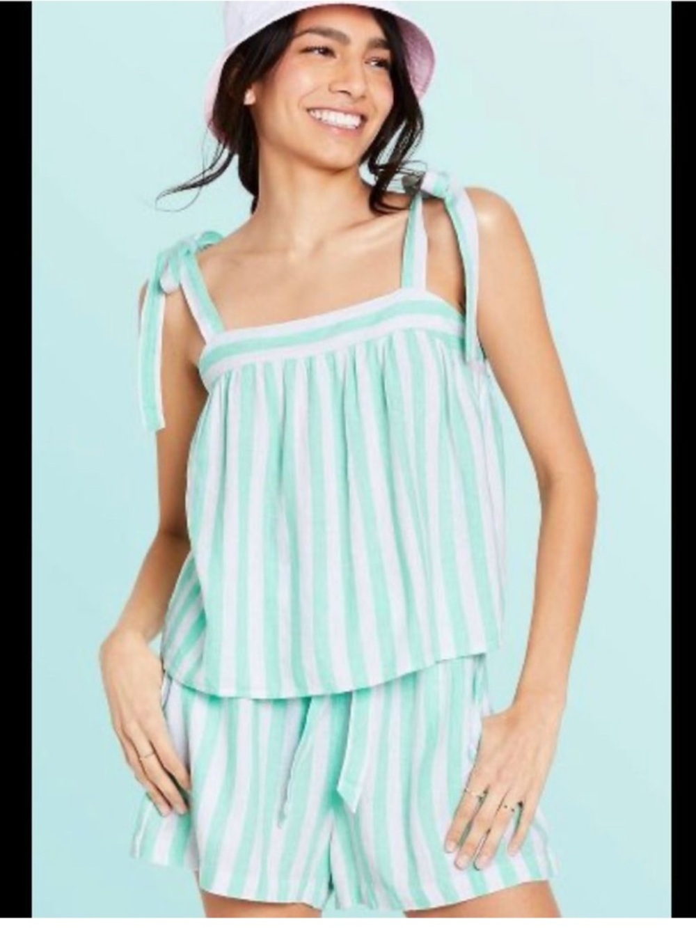 Stoney Clover Lane Target Striped Mint & White Tie-Shoulder Lounge Set